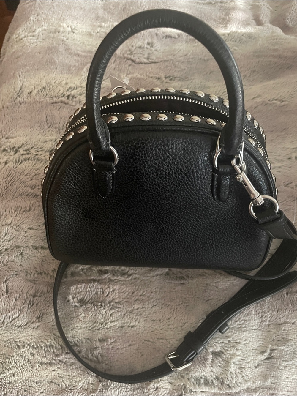 Coach Black Leather Studded Mini Satchel Crossbody - Picture 3 of 5
